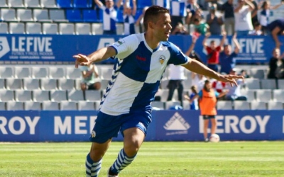 Felipe Sanchón celebra el gol de la victòria contra l'Atlètic Balears | Sandra Dihor